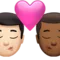 亲吻：男，男，浅肤色，中深肤色 iPhone 上的表情符号 (iOS 16.4)