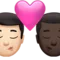 ️ Kiss: Man, Man, Light Skin Tone, Dark Skin Tone emoji on Apple iOS 14.6