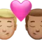 Ciuman: Pria, Pria, Warna Kulit Sedang-Terang, Warna Kulit Sedang emoji di iPhone (iOS 14.5)