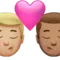 Kiss: Man, Man, Medium-Light Skin Tone, Medium Skin Tone emoji on iPhone