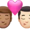 Kiss: Man, Man, Medium Skin Tone, Light Skin Tone emoji on iPhone