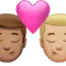 吻：男，男，中等肤色，中等偏浅肤色 iPhone 上的表情符号 (iOS 16.4)