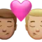 Kiss: Man, Man, Medium Skin Tone, Medium-Light Skin Tone emoji on iPhone