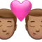 Ciuman: Pria, Pria, Warna Kulit Sedang emoji di iPhone (iOS 14.5)