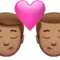 Kiss: Man, Man, Medium Skin Tone emoji on iPhone