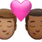 ️ Kiss: Man, Man, Medium Skin Tone, Medium-Dark Skin Tone emoji on Apple iOS 14.6