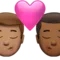 Kiss: Man, Man, Medium Skin Tone, Medium-Dark Skin Tone emoji on iPhone