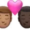 ️ Kiss: Man, Man, Medium Skin Tone, Dark Skin Tone emoji on Apple iOS 15.4