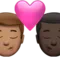 Kiss: Man, Man, Medium Skin Tone, Dark Skin Tone emoji on iPhone