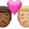️ Kiss: Man, Man, Medium-Dark Skin Tone, Medium-Light Skin Tone emoji on Apple iOS 14.6