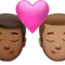 ️ Kiss: Man, Man, Medium-Dark Skin Tone, Medium Skin Tone emoji on Apple iOS 15.4