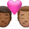 Kiss: Man, Man, Medium-Dark Skin Tone, Medium Skin Tone emoji on iPhone