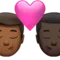 Kiss: Man, Man, Medium-Dark Skin Tone, Dark Skin Tone emoji on iPhone