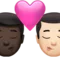️ Kiss: Man, Man, Dark Skin Tone, Light Skin Tone emoji on Apple iOS 15.4