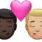 ️ Kiss: Man, Man, Dark Skin Tone, Medium-Light Skin Tone emoji on Apple iOS 14.5