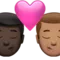 ️ Kiss: Man, Man, Dark Skin Tone, Medium Skin Tone emoji on Apple iOS 14.5