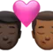 ️ Kiss: Man, Man, Dark Skin Tone, Medium-Dark Skin Tone emoji on Apple iOS 14.6