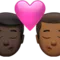 Kiss: Man, Man, Dark Skin Tone, Medium-Dark Skin Tone emoji on iPhone