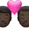 Kiss: Man, Man, Dark Skin Tone emoji on iPhone (iOS 14.6)