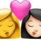 Ciuman - Wanita: Tanpa Warna Kulit, Wanita: Warna Kulit Terang emoji di iPhone (iOS 14.5)