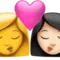Kiss - Woman: No Skin Tone, Woman: Light Skin Tone emoji on iPhone