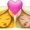 ️ Kiss - Woman: No Skin Tone, Woman: Medium-Light Skin Tone emoji on Apple iOS 14.6