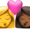 Kiss - Woman: No Skin Tone, Woman: Medium-Dark Skin Tone emoji on iPhone (iOS 14.6)