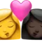 Ciuman - Wanita: Tanpa Warna Kulit, Wanita: Warna Kulit Gelap emoji di iPhone (iOS 14.5)