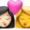 亲吻 - 女性：浅肤色，女性：无肤色 iPhone 上的表情符号 (iOS 16.4)