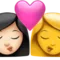 Kiss - Woman: Light Skin Tone, Woman: No Skin Tone emoji on iPhone