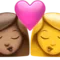 ️ Kiss - Woman: Medium Skin Tone, Woman: No Skin Tone emoji on Apple iOS 15.4