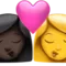 Kiss - Woman: Dark Skin Tone, Woman: No Skin Tone emoji on iPhone (iOS 14.6)