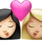 ️ Kiss: Woman, Woman, Light Skin Tone, Medium-Light Skin Tone emoji on Apple iOS 14.5