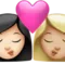Kiss: Woman, Woman, Light Skin Tone, Medium-Light Skin Tone emoji on iPhone