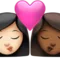 ️ Kiss: Woman, Woman, Light Skin Tone, Medium-Dark Skin Tone emoji on Apple iOS 14.5