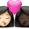 Kiss: Woman, Woman, Light Skin Tone, Dark Skin Tone emoji on iPhone