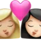 ️ Kiss: Woman, Woman, Medium-Light Skin Tone, Light Skin Tone emoji on Apple iOS 14.5