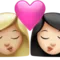 Kiss: Woman, Woman, Medium-Light Skin Tone, Light Skin Tone emoji on iPhone