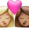 ️ Kiss: Woman, Woman, Medium-Light Skin Tone, Medium Skin Tone emoji on Apple iOS 16.4