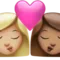Kiss: Woman, Woman, Medium-Light Skin Tone, Medium Skin Tone emoji on iPhone