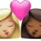 ️ Kiss: Woman, Woman, Medium-Light Skin Tone, Medium-Dark Skin Tone emoji on Apple iOS 15.4