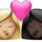 ️ Kiss: Woman, Woman, Medium-Light Skin Tone, Dark Skin Tone emoji on Apple iOS 15.4