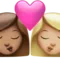 Kiss: Woman, Woman, Medium Skin Tone, Medium-Light Skin Tone emoji on iPhone