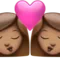 ️ Kiss: Woman, Woman, Medium Skin Tone emoji on Apple iOS 15.4