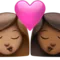 ️ Kiss: Woman, Woman, Medium Skin Tone, Medium-Dark Skin Tone emoji on Apple iOS 17.4