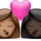 ️ Kiss: Woman, Woman, Medium Skin Tone, Dark Skin Tone emoji on Apple iOS 16.4