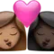 ️ Kiss: Woman, Woman, Medium Skin Tone, Dark Skin Tone emoji on Apple iOS 17.4