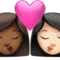 ️ Kiss: Woman, Woman, Medium-Dark Skin Tone, Light Skin Tone emoji on Apple iOS 15.4