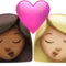 Kiss: Woman, Woman, Medium-Dark Skin Tone, Medium-Light Skin Tone emoji on iPhone