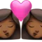 Kiss: Woman, Woman, Medium-Dark Skin Tone emoji on iPhone (iOS 14.6)